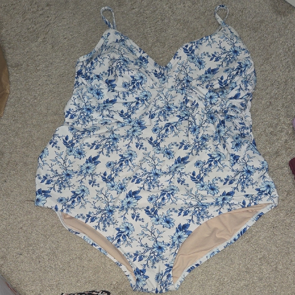 Isabel Maternity Blue Floral Swimsuit